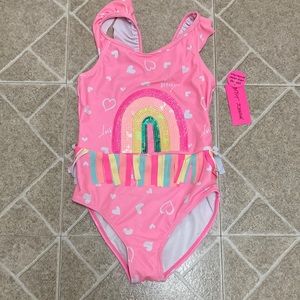 Betsy Johnson Rainbow Fringe One Piece Bathing Suit